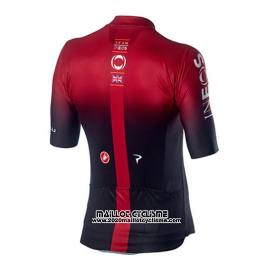2019 Maillot Ciclismo Castelli Ineos Noir Rouge Manches Courtes et Cuissard